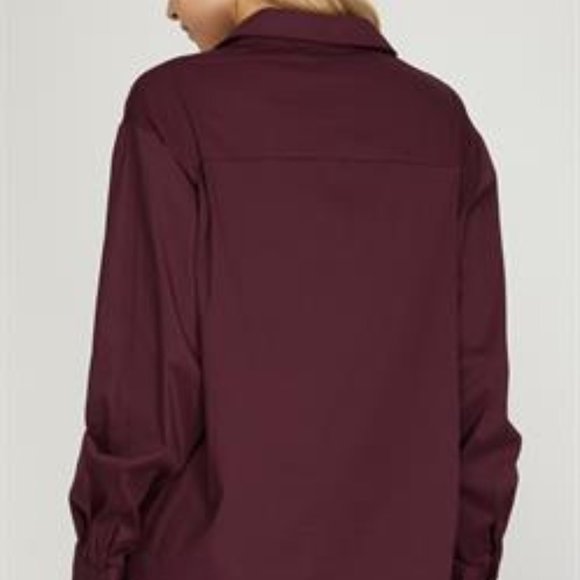 She + Sky Oxford Shirt in Plum - Picture 3 of 12